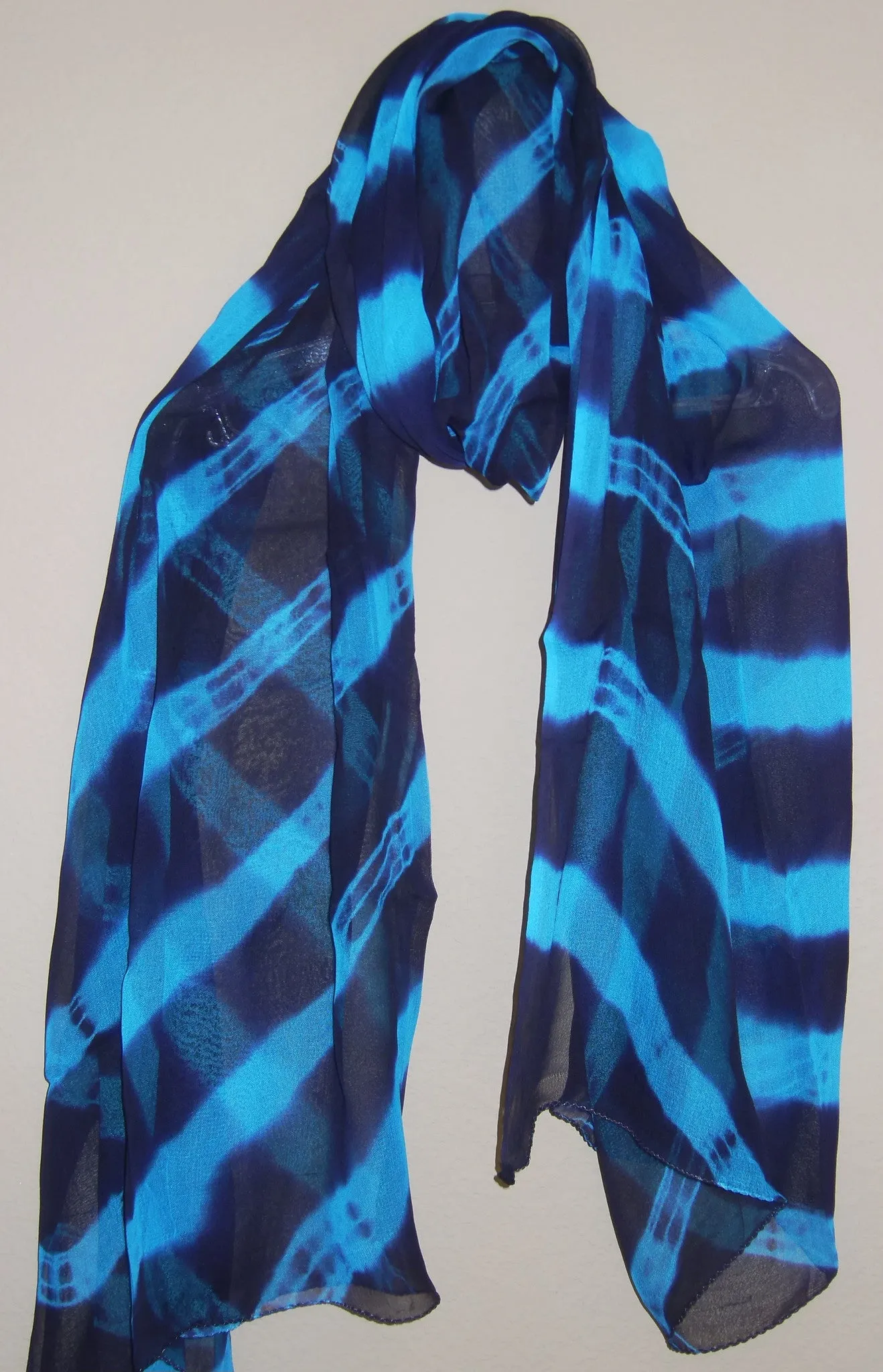 Scarf 427 Georgette Tie Dye Blue Firozi Chunni Dupatta Shieno Sarees