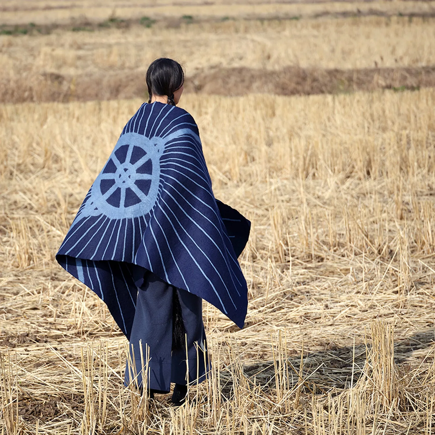 SKY DOME cashmere and silk felt shawl