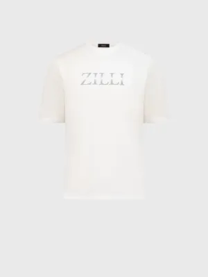 T-Shirt with Gradient Zilli Shade Embroidery White