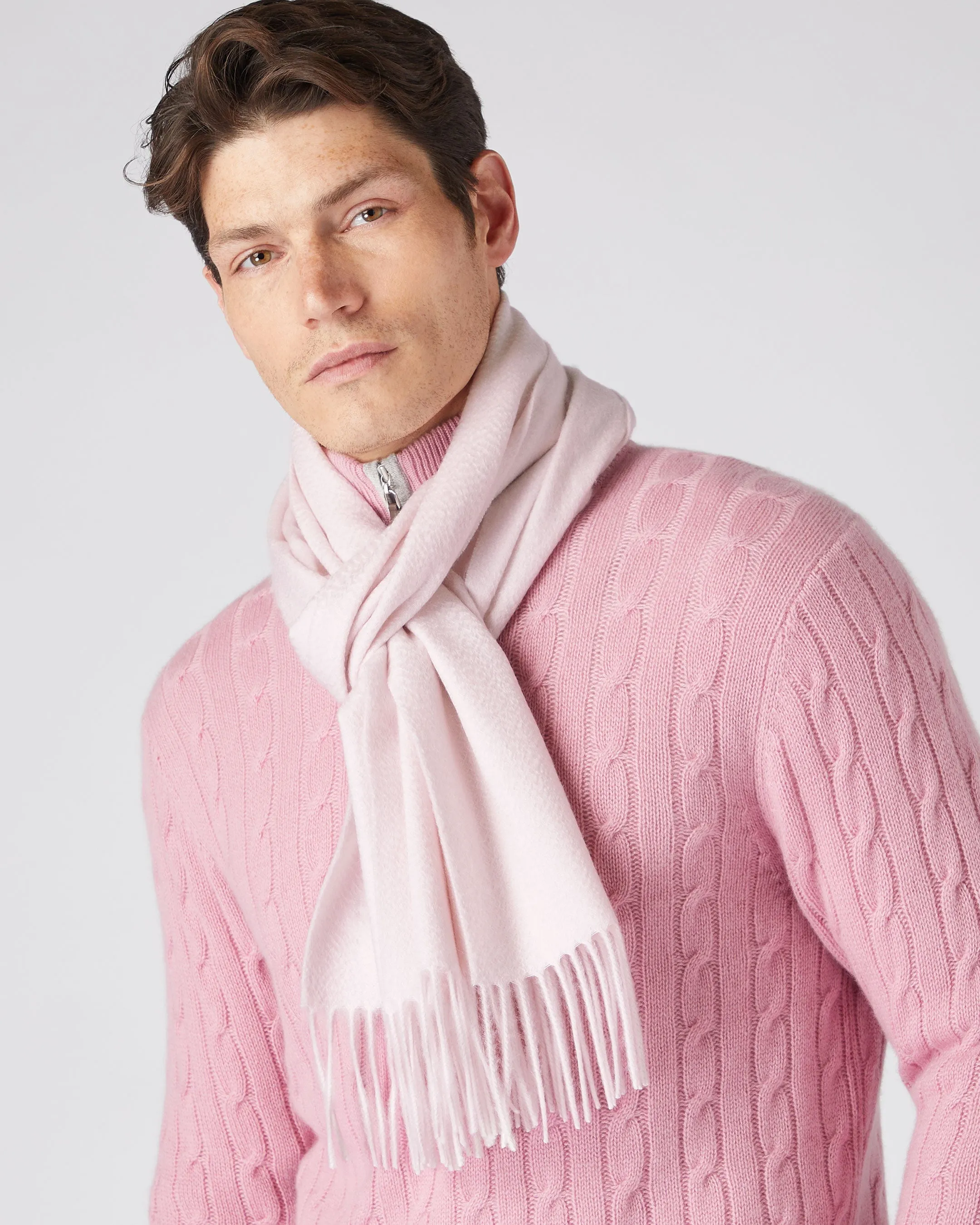 Unisex Large Woven Cashmere Scarf Quartz Pink