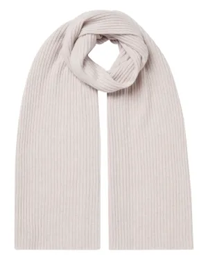 Unisex Short Ribbed Cashmere Scarf Frost White