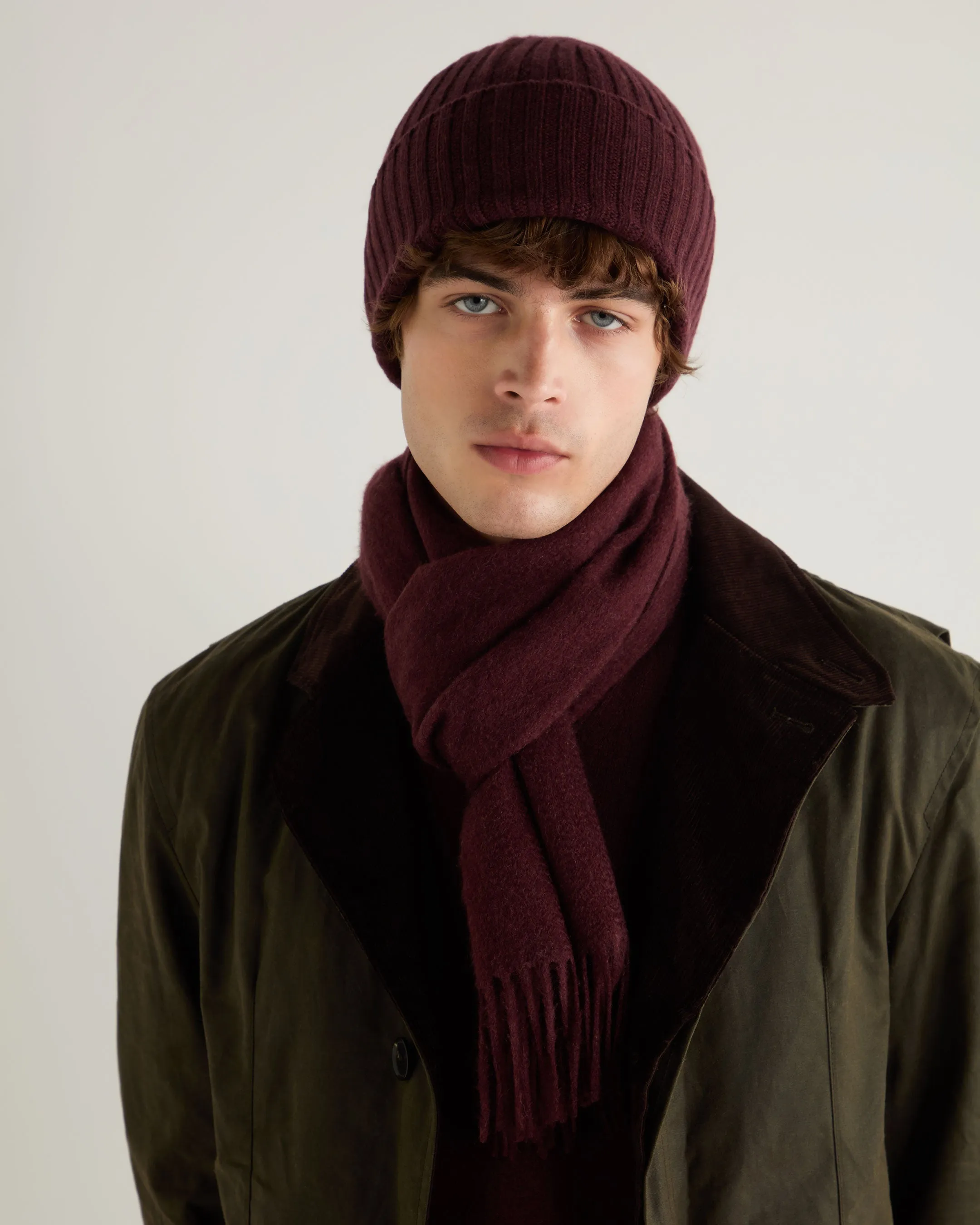 Unisex Woven Cashmere Scarf Claret Red