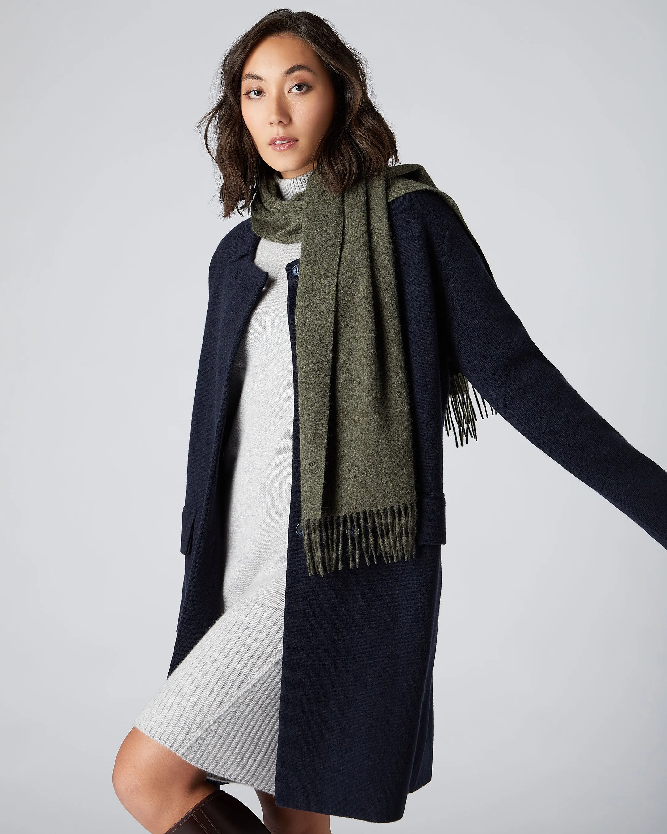 Unisex Woven Cashmere Scarf Moss Green