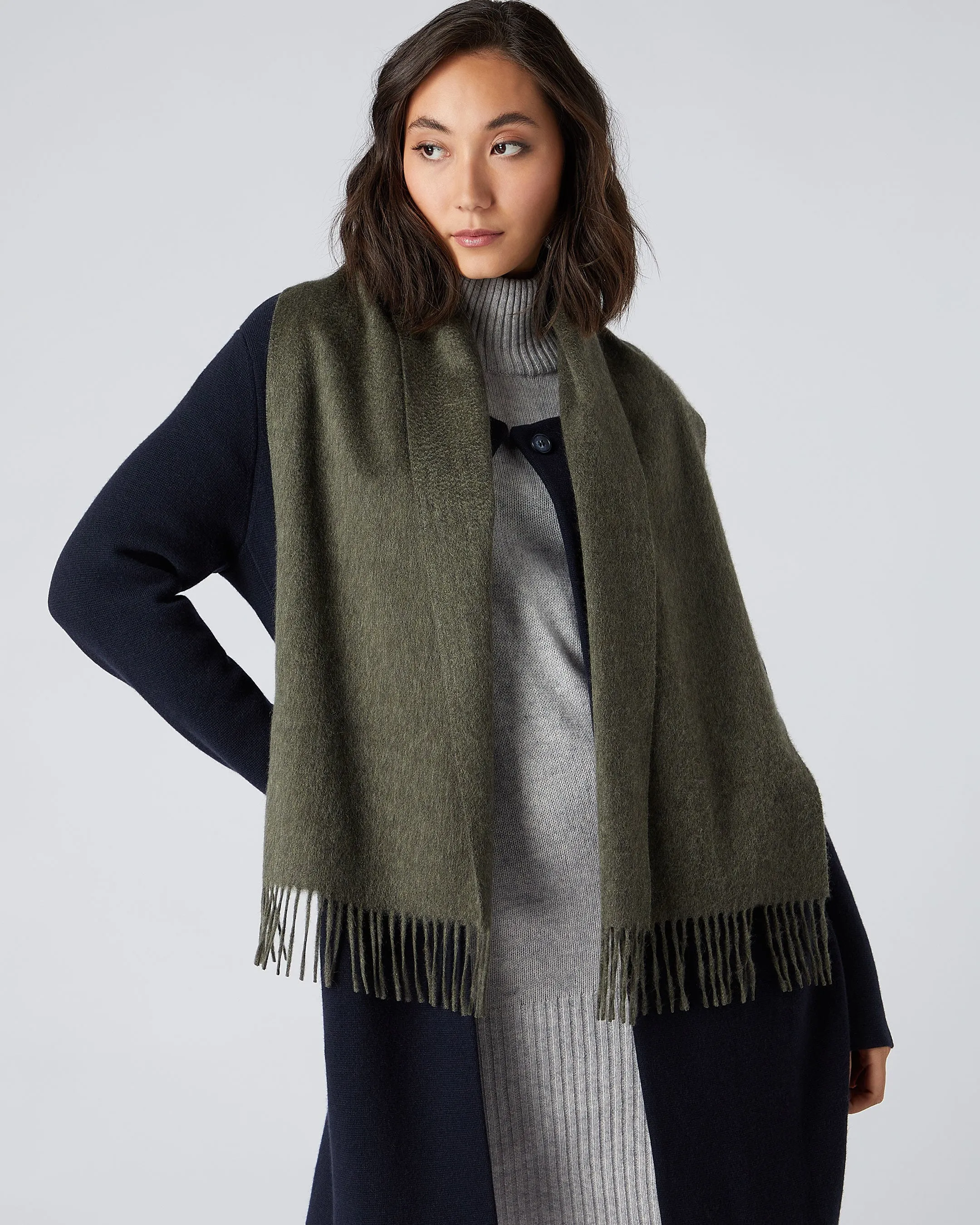 Unisex Woven Cashmere Scarf Moss Green