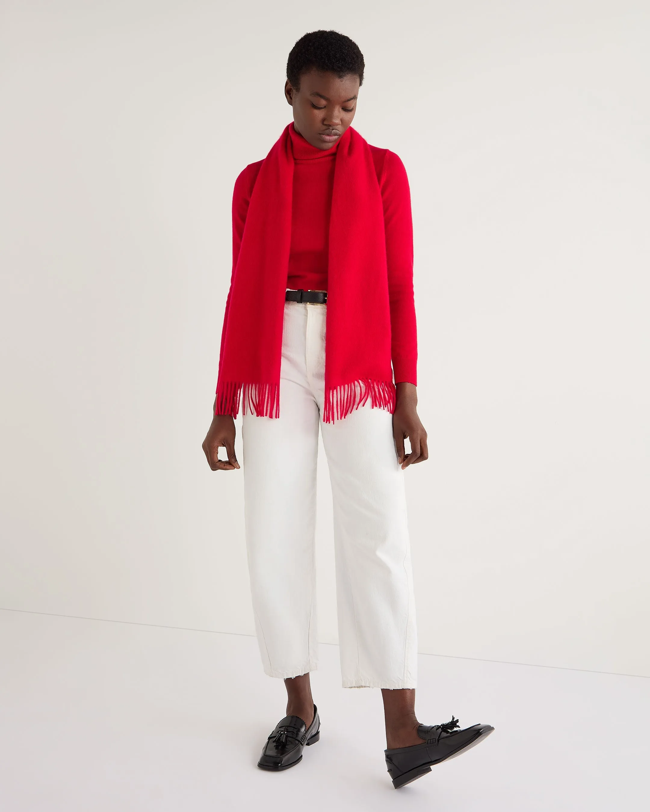 Unisex Woven Cashmere Scarf Riding Red