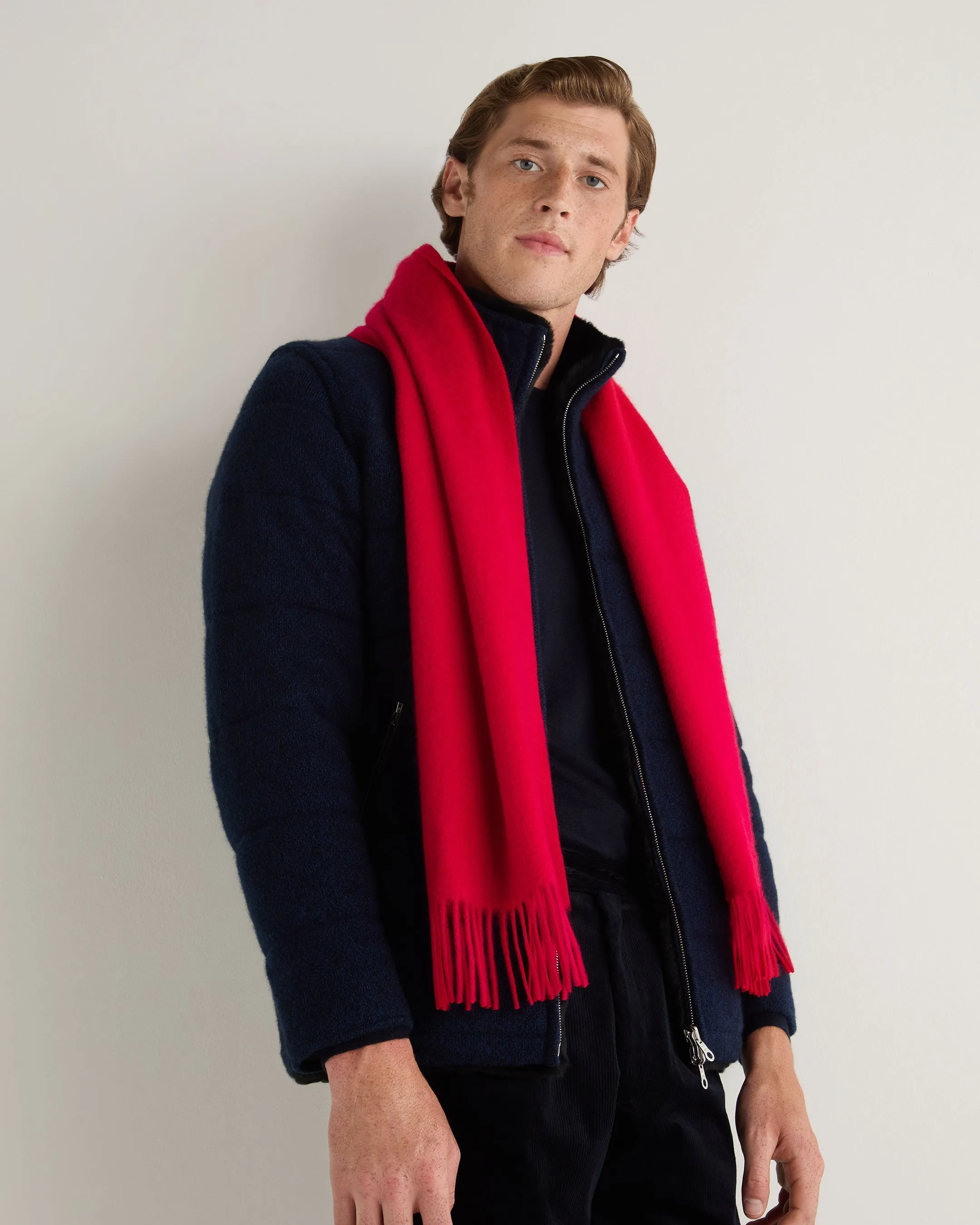 Unisex Woven Cashmere Scarf Riding Red