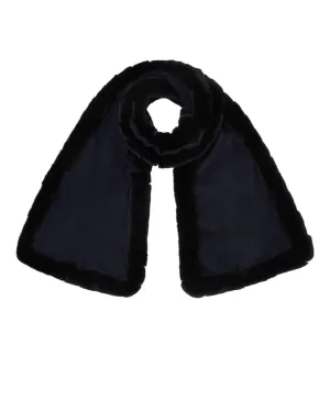 Women's Meribel Woven Fur Trim Scarf Navy Blue